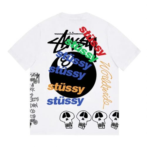 Stussy 8 Ball Skull Graphic Streetwear T-Shirt White