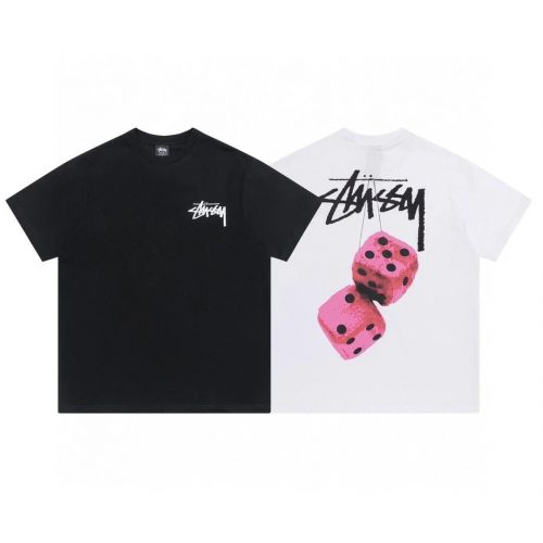 Stussy Dice Graphic Tee Cotton T-Shirt Black and White