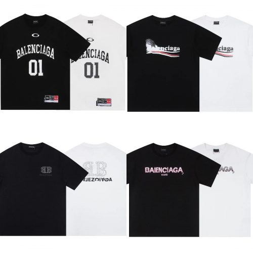 Balenciaga Graphic Print Oversized T-Shirt Black and White