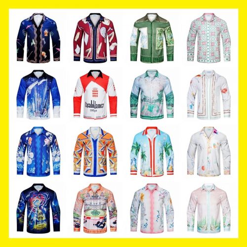 Casablanca Graphic Print Silk Button-Down Shirt Multicolor