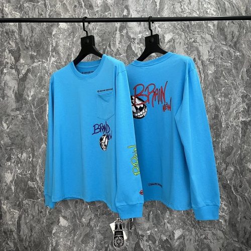 Chrome Hearts Brain New Graphic Long Sleeve Shirt Blue