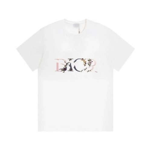 Dior Floral Embroidery Graphic T-Shirt White