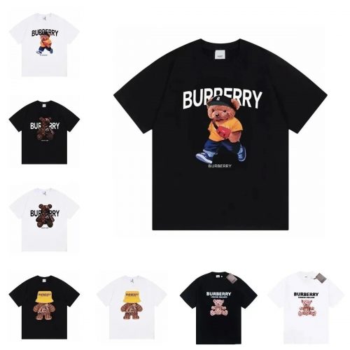 Burberry Thomas Bear Graphic Cotton T-Shirt Black and White