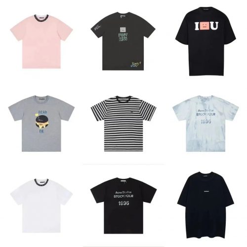 Acne Studios Graphic T-Shirt Collection Oversized Cotton T-Shirt Multicolor