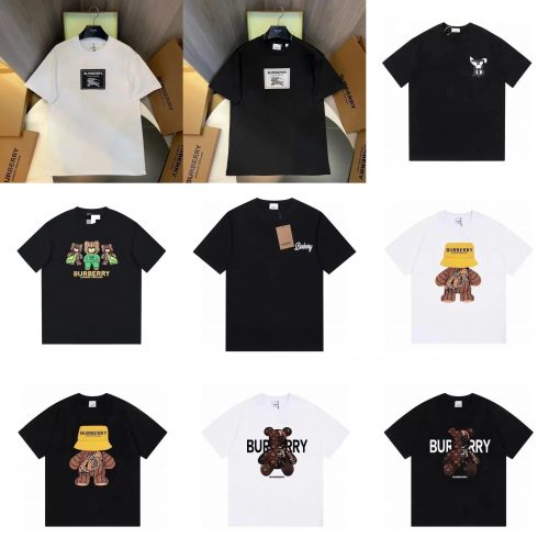Burberry Graphic Print Cotton T-Shirt Black and White