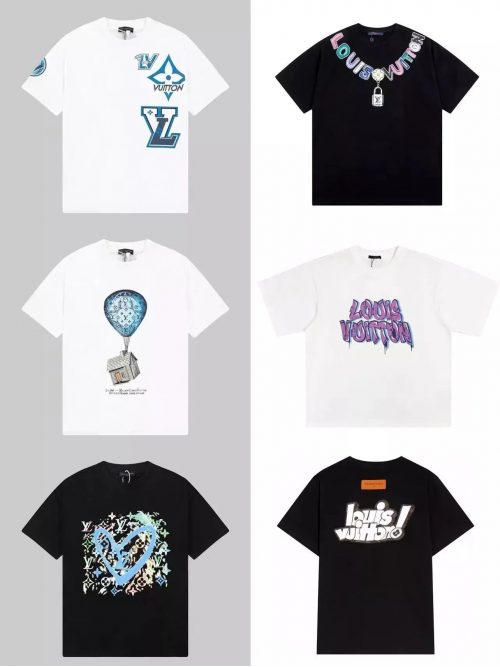 Louis Vuitton LV Graphic Print Cotton T-Shirt Multicolor