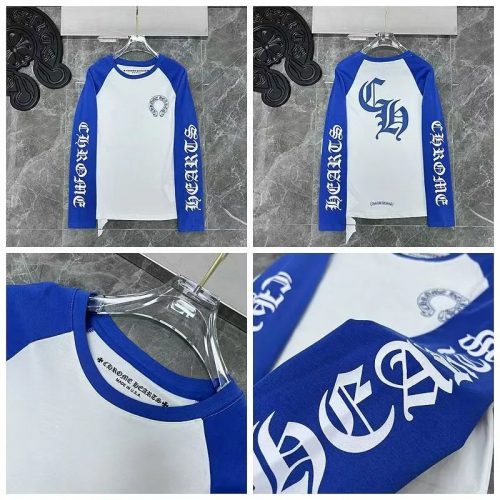 Chrome Hearts Raglan Graphic Long Sleeve Shirt Blue and White