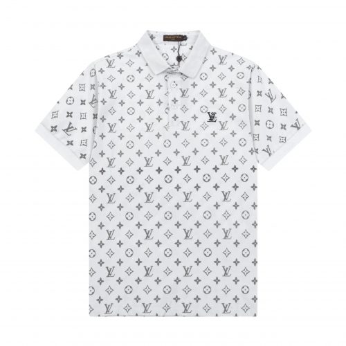 Louis Vuitton LV Monogram Pattern Classic Polo Shirt White
