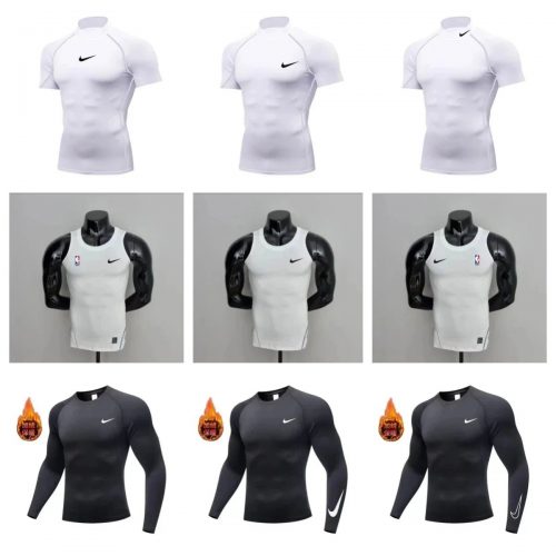Nike Pro Compression Baselayer Sporty T-Shirt Black and White