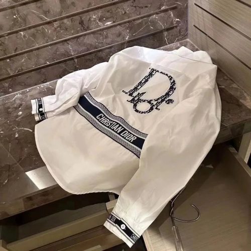 Christian Dior Dior Oblique Band Cotton Long Sleeve Shirt White