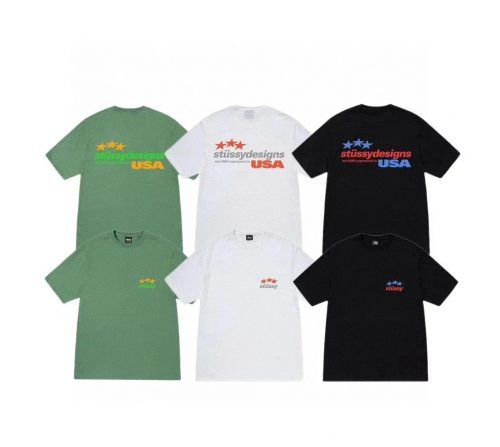Stussy Designs USA Graphic Streetwear T-Shirt Multicolor