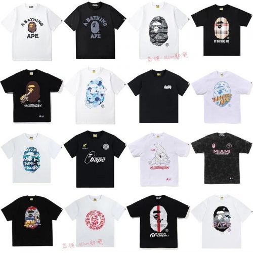 A Bathing Ape BAPE Graphic Print Cotton T-Shirt Multicolor