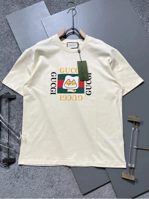 Gucci Shiba Inu Graphic Cotton T-Shirt Beige