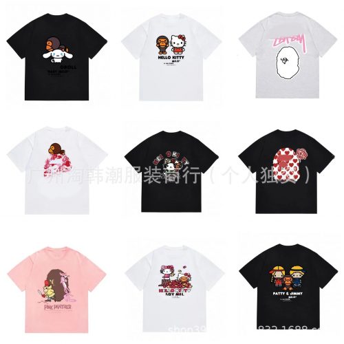 A Bathing Ape BAPE Graphic Print Cotton T-Shirt Multicolor