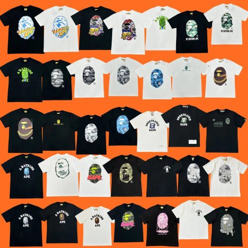 A Bathing Ape BAPE Graphic Tee Collection Streetwear T-Shirt Black and White