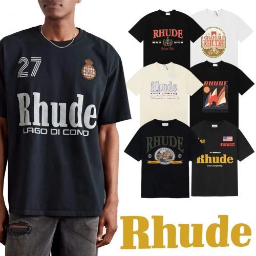 Rhude Graphic Print Cotton T-Shirt Black