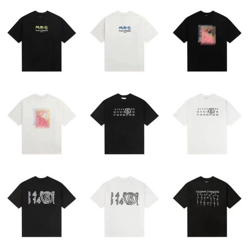 MM6 Maison Margiela MM6 Graphic Print Cotton T-Shirt Black and White