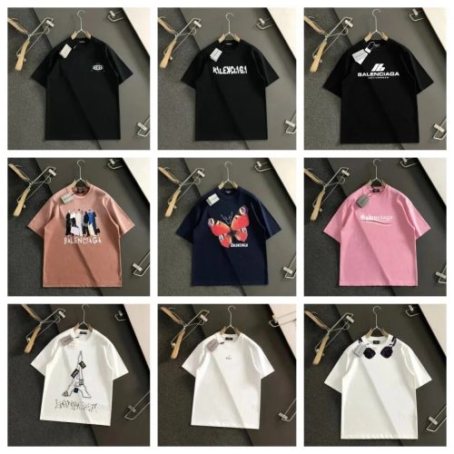 Balenciaga Graphic Print Oversized Cotton T-Shirt Multicolor