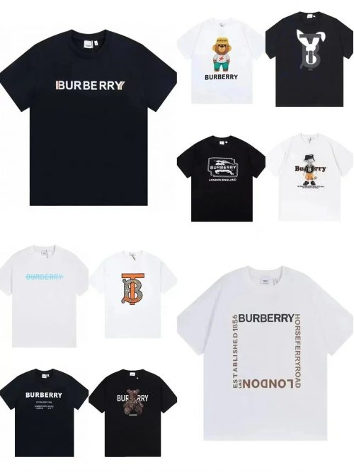 Burberry Graphic Print Cotton T-Shirt Collection Black and White