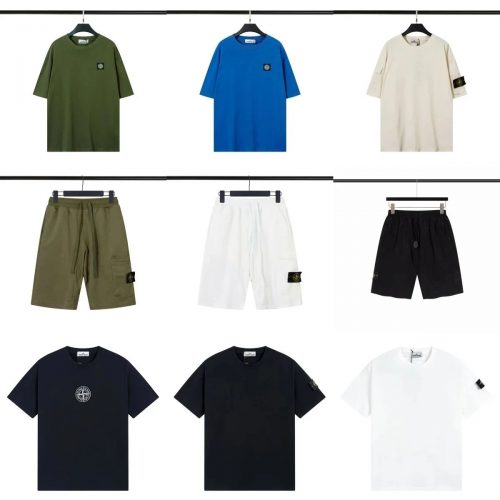 Stone Island Compass Patch Cotton T-Shirts and Shorts Collection Multicolor