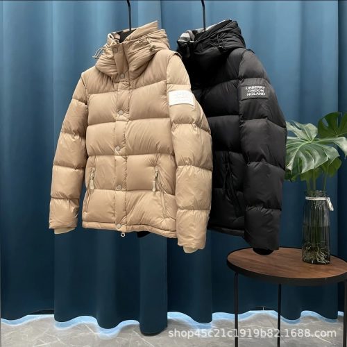 Burberry Down Puffer Jacket Warm Winter Jacket Beige and Black