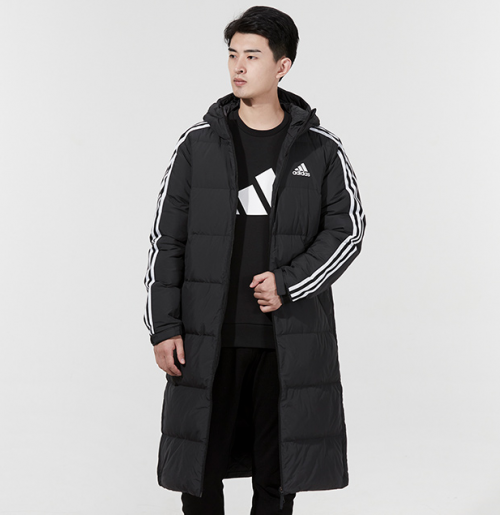 Adidas 3-Stripes Long Puffer Down Jacket Black