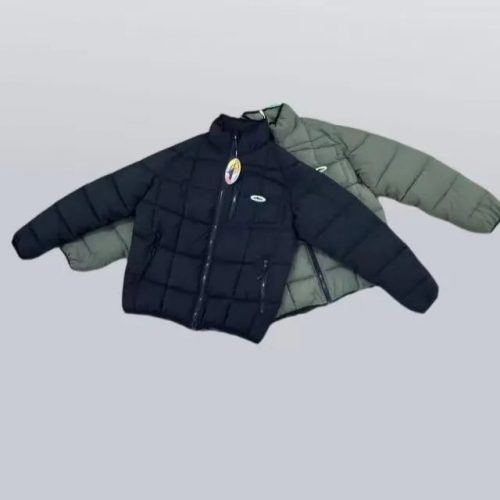 Design Puffer Jacket Quilted Winter Coat Black and Olive