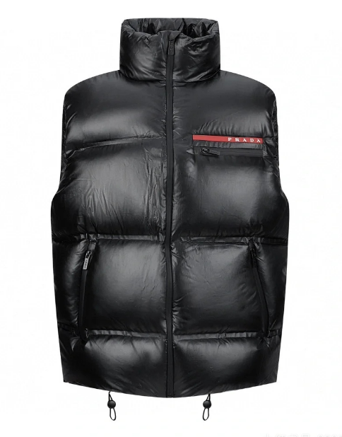 Prada Re-Nylon Puffer Vest Shiny Down Gilet Black