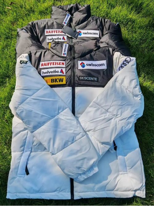 Descente Swiss Ski Team Puffer Jacket White and Black