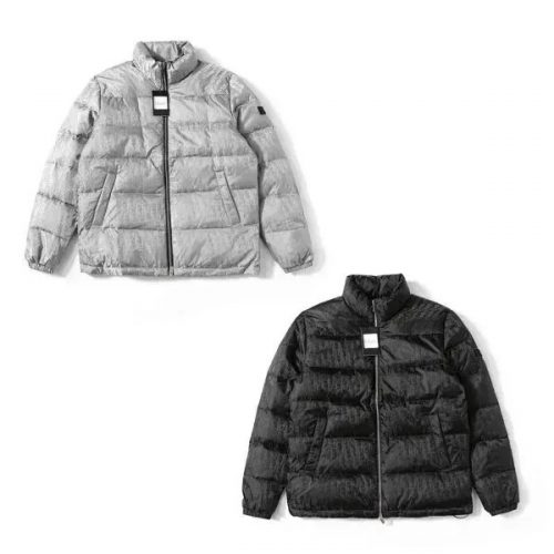 Stone Island Reflective Puffer Jacket Lightweight Insulated Jacket Gray and Black