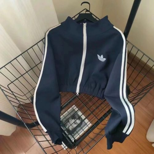 Adidas Trefoil Crop Track Jacket Zip-Up Jacket Navy