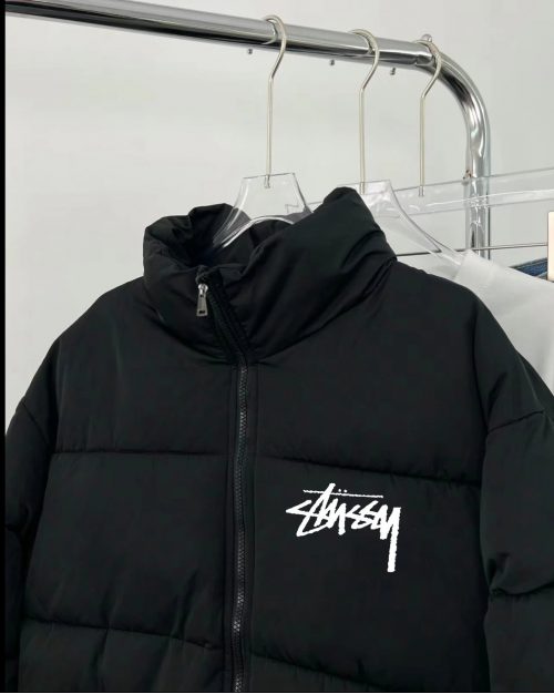 Stussy Puffer Jacket Streetwear Down Jacket Black