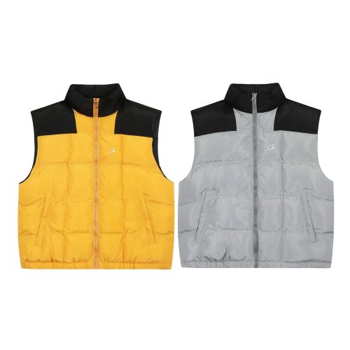 Corteiz CRTZ Puffer Streetwear Vest Yellow and Gray