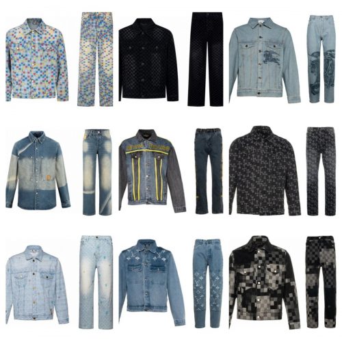 Louis Vuitton LV Damier Denim Collection Streetwear Jacket and Jeans Multicolor