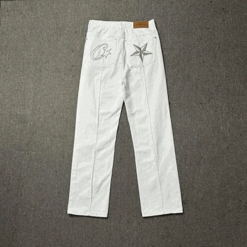 Corteiz Star Denim Jeans Streetwear Pants White