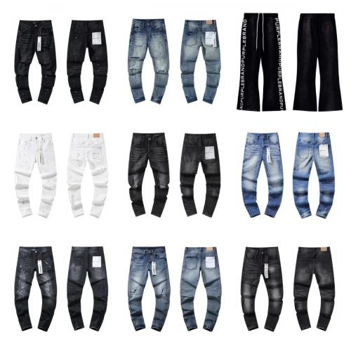 Purple Brand Distressed Denim Jeans Slim Fit Pants Multicolor