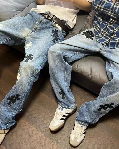 Chrome Hearts Cross Patch Denim Jeans Vintage Blue