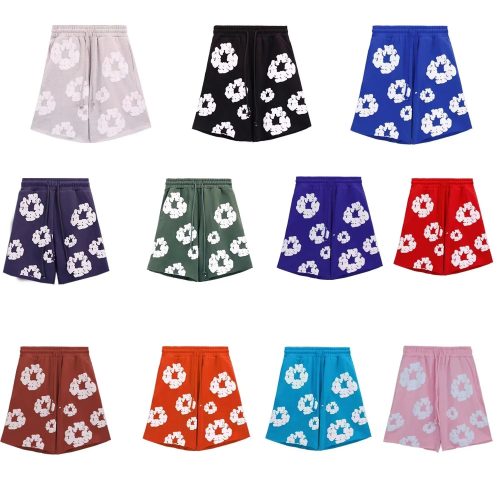 Denim Tears Cotton Wreath Graphic Shorts Black