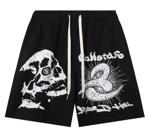 Hellstar Skull 8-Ball Graphic Streetwear Shorts Black