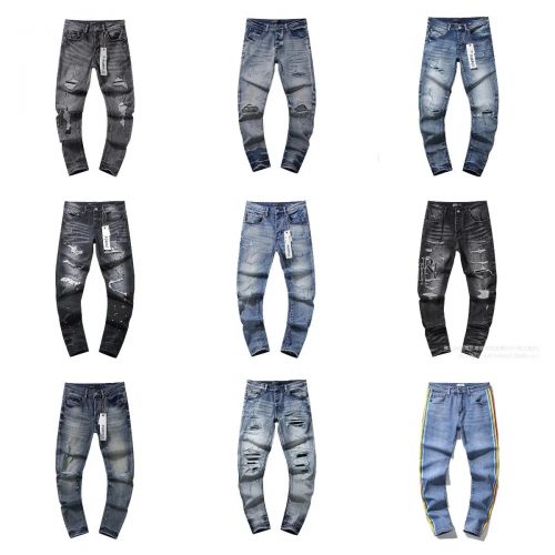 Purple Brand Distressed Denim Jeans Slim Fit Pants Multicolor
