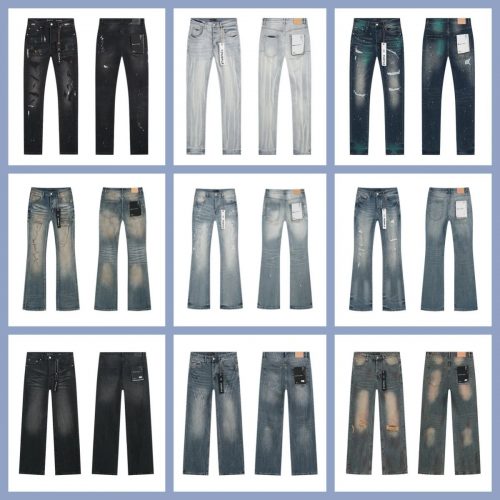 Purple Brand Distressed Denim Jeans Vintage Streetwear Pants Multicolor