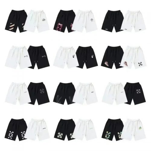 Off-White Graphic Print Casual Shorts Black and White