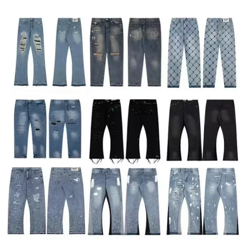 Gallery Dept. Flare Denim Jeans Distressed Streetwear Pants Multicolor