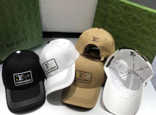 Louis Vuitton LV Monogram Patch Baseball Cap Casual Headwear Black White and Beige