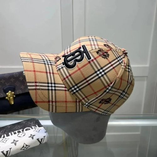 Burberry TB Monogram Check Classic Baseball Cap Beige