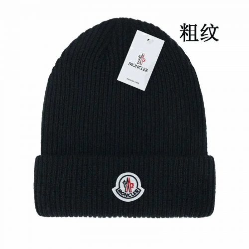 Moncler Ribbed Knit Beanie Winter Hat Black