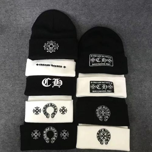 Chrome Hearts Graphic Beanie Knit Hat Black and White