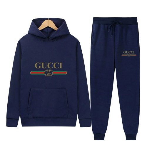Gucci Web Stripe Graphic Casual Tracksuit Set Navy Blue