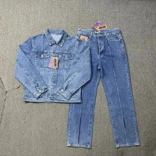 Denim Chicks Washed Denim Vintage Two-Piece Set Blue