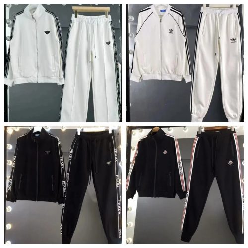 Prada Logo Tape Tracksuit Casual Jacket and Pants Black